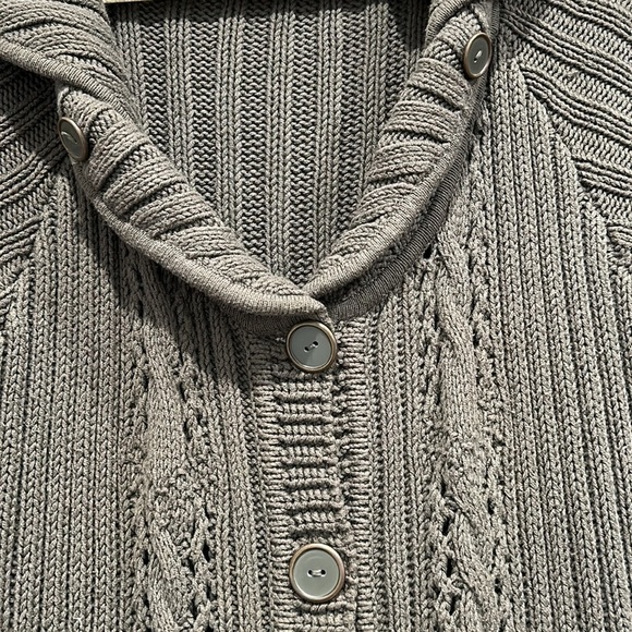 DKNY Jeans short sleeve midi cardigan knit sweater green medium button front - Picture 3 of 10